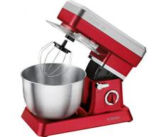 Bomann KM 398 CB Batidora amasadora repostería, 6,3 l, 8 velocidades, 1200 W, Color roja, 6.3 litros, plastico/Acero Inoxidable, Rojo