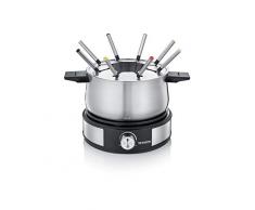 SEVERIN Combinación de fondue y crepera 1500 W. Olla de acero inoxidable extraíble con marca mín. / máx. Acero Inoxidable/Negro. FO 2471