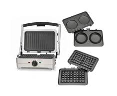 CUISINART Grill 3 en 1: Parrilla eléctrica, Gofrera y Placas para Tortillas. Sandwichera con Placas intercambiables antiadhentes. Regulador temperatura hasta 210°C