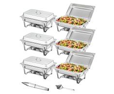 VEVOR Servidor de Calentador de Catering Rectangular Juego de Buffet de Platos para Rozaduras, Acero Inoxidable