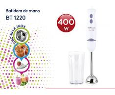 Orbegozo BT 1220 - Batidora de mano, 2 velocidades, 400 W de potencia, brazo de acero inoxidable, incluye vaso medidor de 600 ml con tapa