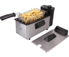 Jata FR678 Freidora 100% Desmontable 3,2 l Cestillo de Gran Capacidad Mango Abatible Antimezcla de Sabores Termostato Regulable de Temperatura Tapa Inoxidable con Asa Recogecables