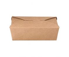 Intertan QF1000 - Caja de papel de estraza rectangular con tapa plegable, color natural, capacidad de 1000 ml, 15 cm de largo, 12 cm de ancho, 5 cm de altura, 50 unidades