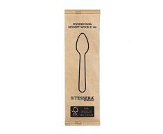 Tessera Bio Products QA1011OWFSC - Cucharas de madera ovaladas (1/1, 11 cm de largo, 100 unidades)