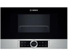 Bosch BEL634GS1 Serie 8 - Microondas integrable / encastre, 21 L, 900 W, color negro con acero inoxidable