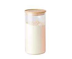 Mastrad StorEat - Tarro de almacenamiento (vidrio de borosilicato resistente, protege de la humedad, tapa hermética, color bambú, sin BPA, 1750 ml)
