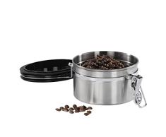Xavax Bote para café de 250 g de granos de café (hermético con cierre de aroma, recipiente de acero inoxidable, lata para almacenar café, té, cacao), color plateado, 00111255