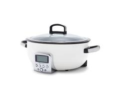 GreenPan Elite 5.6L Cacerola con sartén, preajustes para dorar, saltear y cocinar arroz, antiadherente, piezas de cerámica saludable aptas para lavavajillas, pantalla LED, crema nube