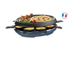 TEFAL Colormania - Rasqueta 3 en 1 para parrilla y crema, revestimiento antiadherente Easy Plus 8 cuencos compatible con lavavajillas 1050 W azul acero RE310401