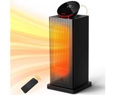 OMISOON Calefactor 2000W, Calefactor Bajo Consumo Cerámico PTC, ECO, LED Táctil, 90 ° Oscilación, Temporizador 24H, Control Remoto, 3 Modos, Termostato Constante, Protección Múltiple, hogar, Negro