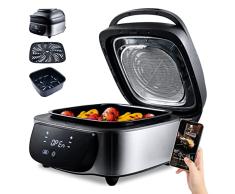 MasterPRO Digital Smokeless Grill | Plancha de Cocina | Robot de Cocina y Grill Eléctrico Sin Humo de 1800W | 5 Funciones | Parrilla Eléctrica | Freidora de Aire, Horno y Deshidratador de Alimentos