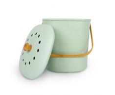 BIRAMBEAU - Cubo de Compost de Cocina - Robusto y Elegante - Fácil Cuidado - Base de Fibra de bambú - Filtro de carbón antiolor - 6L - Verde