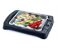 Ariete 723 - Barbacoa electrica portatil, 2000 W, resitencia extraíble, 2 posiciones de temperatura ajustable, indicador luminoso, bandeja antigoteo, 41.5 x 24 cm, negro
