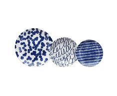 Vajilla 18 Piezas Porcelana Azul Blanco 1 cm