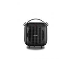 DeLonghi HFS30C24.DG Calefactor de mesa, 2 niveles de potencia, ventilación de verano, protección antigoteo, asa, sistema anti-vuelco, luz, protección anticongelante, ligero, negro