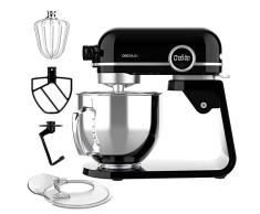 Cecotec Batidora Amasadora Twist&Fusion 4500 Luxury Black. 800 W, Cuerpo de Aluminio fundido, Motor DC, 8 velocidades, Luz LED, Bol de Acero Inoxidable de 5,2 L