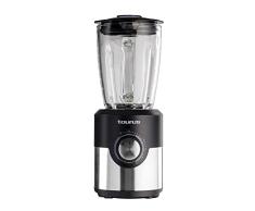 Taurus Batidora de vaso con 1200W de potencia, jarra de cristal de 1.75L de capacidad, cuchillas de acero inoxidable de 6 Filos, 5 velocidades + Turbo, pica hielo