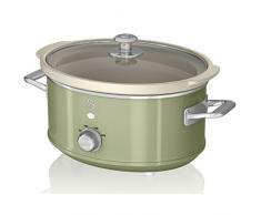 Swan Retro SF17021GNEU Olla Cocción Lenta 3,5L Recipiente Extraíble, Antiadherente Cerámica libre PFOA y PTFE, 3 Niveles Temperatura, Tapa Vidrio, Slow Cooker, Diseño Vintage, Verde, 200W