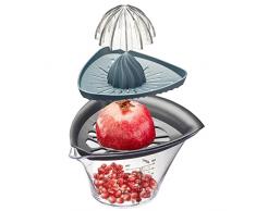 Gefu Fruti - Extractor de semillas de granada y exprimidor transparente y gris, 21,3 x 18 x 13,5 cm