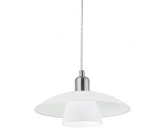 EGLO Lámpara colgante Brenda, 1 luz, de acero en níquel mate y cristal en blanco satinado, casquillo E14, Ø 29 cm