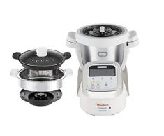 Moulinex i-Companion HF900110 - Robot de cocina Bluetooth 13 programas, hasta 6 personas, incluye cuchilla picadora, batidor, mezclador, amasador, triturador y cesta de vapor, Acc. cortador + vapor