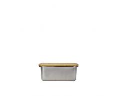 YOKO DESIGN - Caja de metal inoxidable microondas, con tapa de bambú, capacidad: 1000 ml