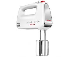 MPM MMR-19 Batidora Amasadora de Mano Especial Repostería, 5 Velocidades + Turbo, Varillas y Gancho Amasar Acero Inoxidable, 500W