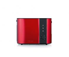 Severin AT 2217 Tostadora para 2 rebanadas de Pan, Incluye Soporte para tostar panecillos, 800 W Aprox, Rojo Metalizado/Negro, Acier INOX