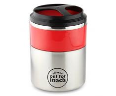 Fiambrera con aislamiento al vacío Pioneer, con 2 niveles 13 cm x 13 cm x 19 cm rosso