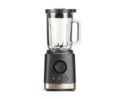 Black+Decker BXJB1800E Batidora de vaso 1.800 W, jarra de cristal 1.8L, regulador de velocidad, función Turbo, Smoothie y Hielo, 6 cuchillas de acero inoxidable, pica hielo, color gris