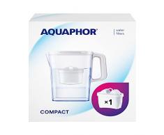 AQUAPHOR Jarra compact blanco filtro de agua 1 Maxfor+ cartucho incluido I Filtro de agua plástico de 2,4l I Reduce cal, cloro, metales pesados I Jarra compacta perfecto para nevera