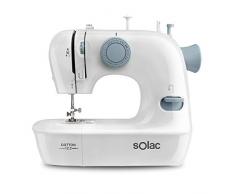 Solac SW8221 Cotton 12.2 - Máquina de Coser, 12 Puntadas, Enhebrado Fácil, Brazo Libre, Sistema Vertical de Carga. Iluminación en la Zona de Trabajo, Funciona Con y Sin Pedal, Asa Transporte, Blanco