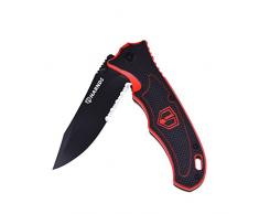 Harnds Blazer Cuchillo Plegable de Caza al Aire Libre Camping Hoja de Acero 9Cr18MoV Doble Cierre de Seguridad Mango G10 con Funda Cuchillo Plegable (Titanio negro)