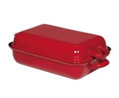 Riess, 0105-020, Sartén con tapa 37/26, sartén para horno, Classic - Color rojo, 37 x 26 cm, altura 13,3 cm, esmalte, rojo/negro, inducción, bratreine
