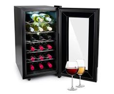 alpina Vinoteca - 230V - 18 Botellas/50L - Vinoteca - Temperatura regulable 11°C a 22°C - Puerta de Cristal e Iluminación Interior - Poco o Ningún Ruido - Negro