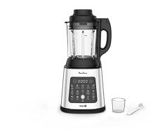 Moulinex Perfect Mix+ LM835D - Batidora de vaso de 1400 W, 10 programas, hasta 100°C, recetas calientes y frías, cremas, sopas, batidos, modo manual, autoclean, jarra de cristal 2L, acero inoxidable