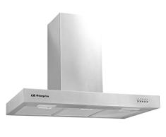 Orbegozo DS 56190 B IN - Campana extractora decorativa 90 cm, acero inoxidable, extracción: 630 m3/h, chimenea ajustable, 3 niveles de potencia, 190 W