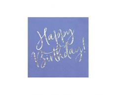 PartyDeco Servilletas azul marino con impresión holográfica, servilletas de feliz cumpleaños, pañuelos, toallas de papel impresas, decoraciones redondas de cumpleaños, mantel de papel desechable