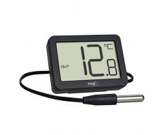 TFA Dostmann Termómetro digital interior exterior 30.1066.01, incluye sonda de temperatura impermeable, valores máximos y mínimos, con imán, color negro
