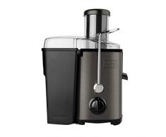 Black+Decker BXJE600E - Licuadora de 600 W para verduras y frutas, extractor de zumo en acero inoxidable, boca 62 mm, 2 velocidades, 2 depósitos para pulpa y zumo