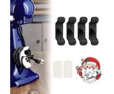 Organizador de cables para electrodomésticos, organizador de cables de cocina, soporte de cables para mezclador, licuadora, cafetera, olla a presión y freidora de aire, (4 unidades, negro)