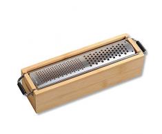 KESPER Rallador parmesano de acero inoxidable 58060 con recipiente de bambú