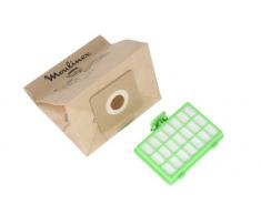 Moulinex MT000101 Juego de 10 bolsas de papel y 1 filtro Hepa H10 para aspiradora Zélio