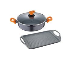 SAN IGNACIO Lava | Batería de Cocina | Juego de Cocina con Plancha Asador de 46x27cm y Cacerola de 28cm de Diámetro | Antiadherentes | Para Todo Tipo de Cocinas