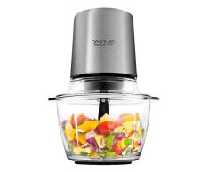 Cecotec Picadora Eléctrica de Carne y Verduras TitanGlass. 400 W, 4 Cuchillas de Titanio, Bol de Cristal de 1 L de Capacidad, Pica Hielo, Cuchillas Desmontables y Regulables en Altura
