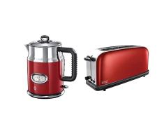 Russell Hobbs Retro Hervidor De Agua Eléctrico - 2400 W, 1,7 Litros + Colours Plus Tostadora - 1 Ranura Larga Y Ancha