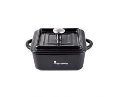 MasterPro Cook & Share | Cacerola de Gres | Diseño Cuadrado con Tapa en Color Negro | Dimensiones 13,5 x 10,6 x 4,5 cm | Asas Ergonómicas | Cazuela de Cocina | Para Lavavajillas y Horno