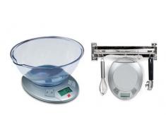 Ilsa 9755 Balanza de cocina digital c/bol, capacidad 5 kg, Plateado y gris