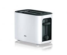 Braun HT3000WH - Tostador pan, 1000 w, 2 ranuras, rejilla desmontable, recogecable, color blanco