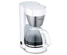 Cloer 5011 Cafetera de Filtro con función de mantener caliente, 800 vatios, para 10 Tazas, tamaño del filtro 1x4, Jarra de vidrio, blanco